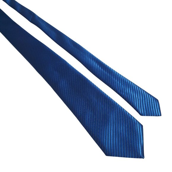 R Junior Children Boy Silk Blue Striped Necktie Size 8-10 Gift Formal Clothing - Picture 1 of 5